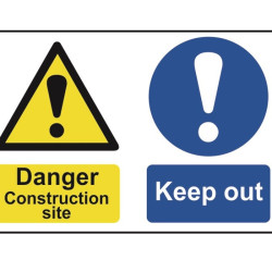 Danger Contruction Site Keep Out PVC Sign - 600 x 400mm